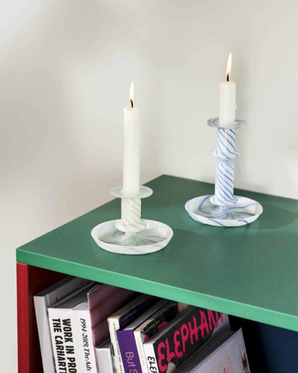 FLARE STRIPE LYSESTAKE H14 CM BLÅ HVIT
