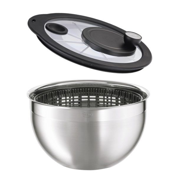 SALATSLYNGE STÅL/SORT INNSATS+GLASSLOKK 5,4L Ø24CM H18,5CM - Bilde 2
