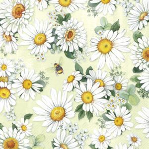 Kaffeserviett Daisies Wreath Light Green