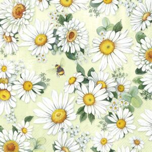 Kaffeserviett Daisies Wreath Light Green