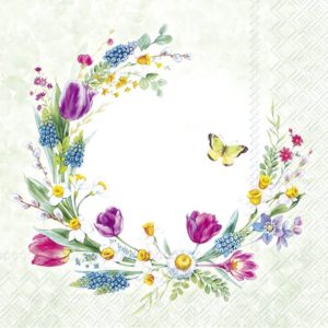 Lunsj Serviett Loving Spring Wreath Light Green