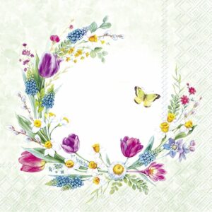 Lunsj Serviett Loving Spring Wreath Light Green