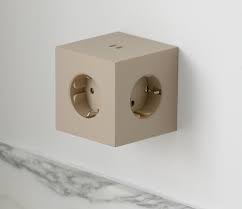 Square 2 socket ext USBC, Beige