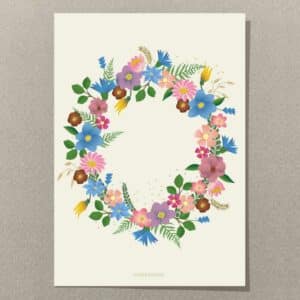 Kort A7, Happy Birthday Flower Circle
