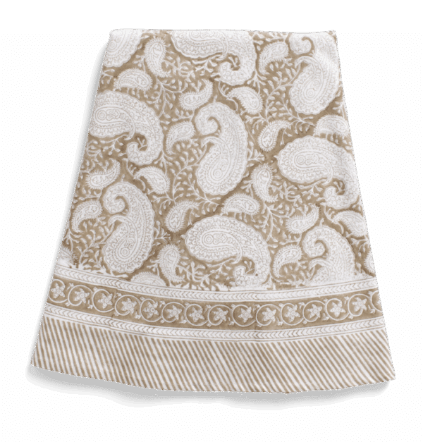 Big Paisley light brown bomull round 220cm Chamois