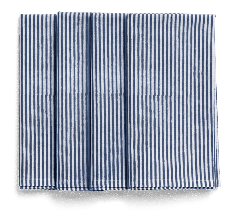 Serviett Striper blå og hvit 50x50cm 4pk