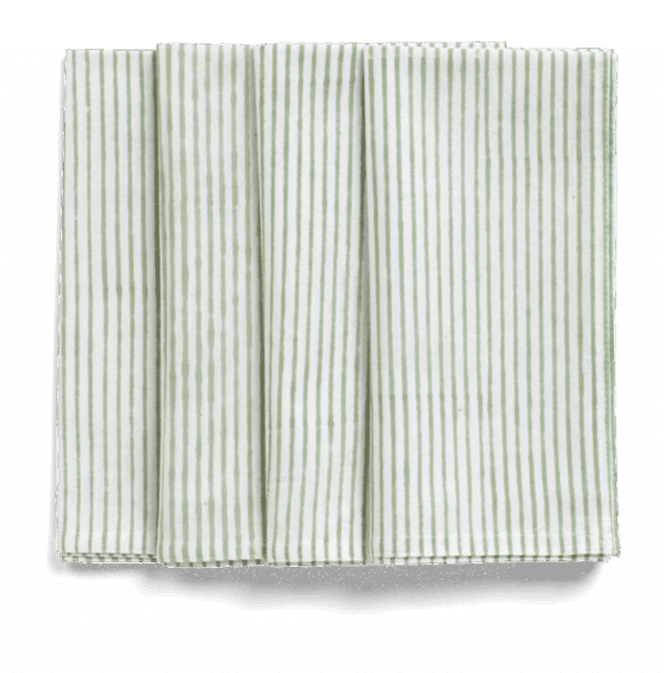 Serviett Striper grønn og hvit 50x50cm 4pk Chamois