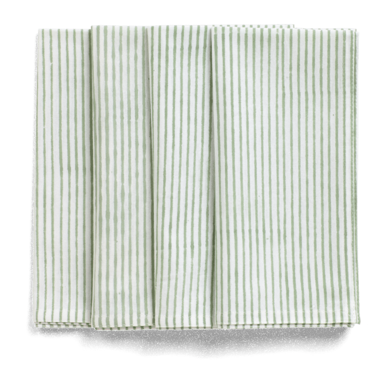 Serviett Striper grønn og hvit 50x50cm 4pk Chamois