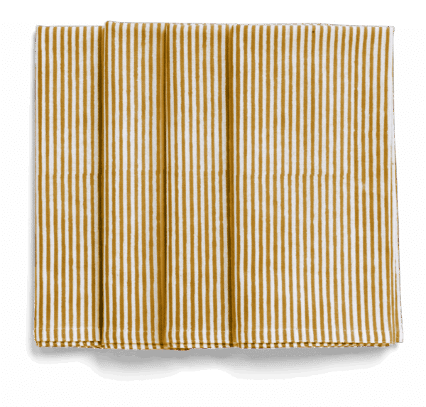 Serviett Striper gul og hvit 50x50cm 4pk