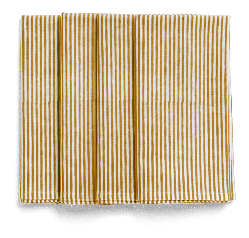 Serviett Striper gul og hvit 50x50cm 4pk