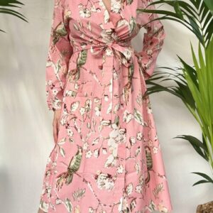 Kimono Bomull Fugl/Rosa