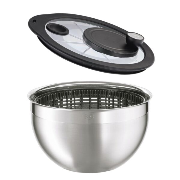 SALATSLYNGE STÅL/SORT INNSATS+GLASSLOKK 5,4L Ø24CM H18,5CM - Bilde 2