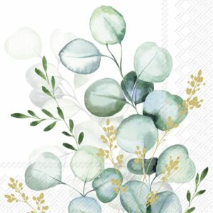 Cocktailservietter Eucalyptus Bouquet Gold