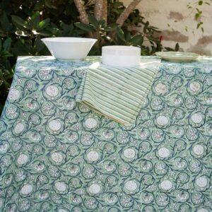 Rund duk med Tangier Granateple-trykk i Grønn Ø160cm