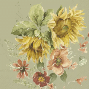 Cocktailservietter Late Summer Flowers Green