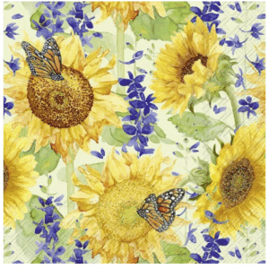 Lunsj Serviett Sunflower and Larkspur Green