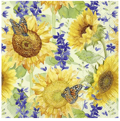 Lunsj Serviett Sunflower and Larkspur Green