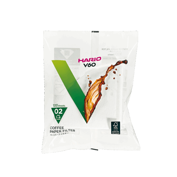 PAPIRFILTER FOR HÅNDBRYGGER V60 02 100 STK HARIO VCF-02-100W