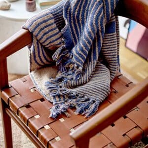 Tiffanie Pledd, Blå, Resirkulert Bomull