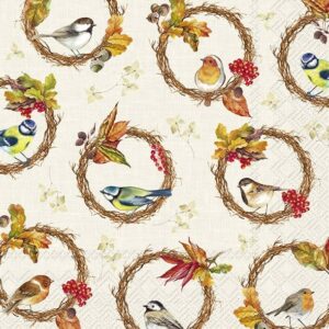 Lunsj serviett, Birds in The Wreath