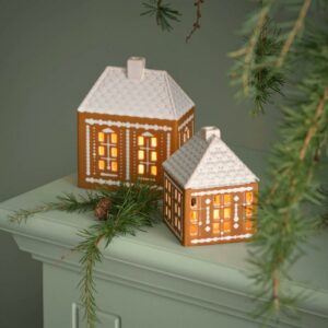 Pepperkakehus lyshus medium 15cm brun
