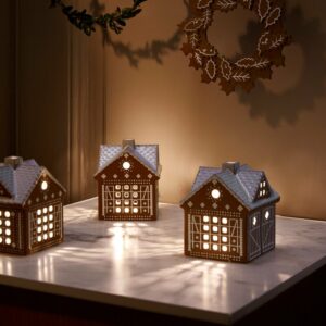 Pepperkakehus lyshus julestall 11,5cm brun