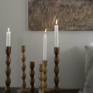 Lysestake i tre, ø9 h21 cm, mørk brun