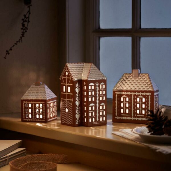 Pepperkakehus lyshus medium 15cm brun - Bilde 2