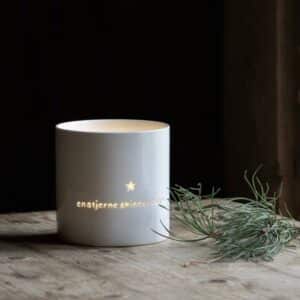 Lykt en stjerne skinner 10x10 cm hvit