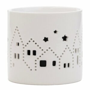 Lykt medium juleby hvit