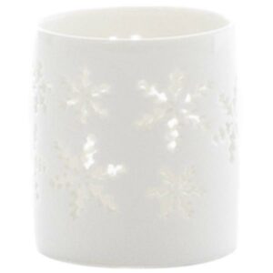 Telysholder snøkrystall liten 6,5x7,5 cm hvit