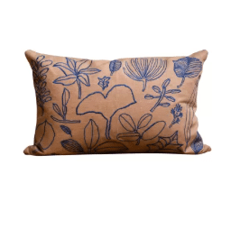 BOTANIC LEAVES PUTETREKK BRUN/BLÅ 58X38 CM