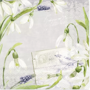 LUNSJ SERVIETT LITTLE SNOWDROPS LINEN, Vår