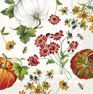LUNSJ SERVIETT PUMPKIN FLOWERS CREAM, Høst