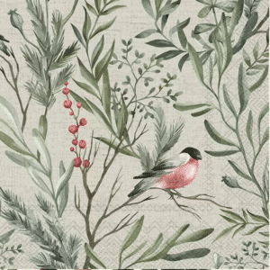 Kaffe Serviett Winter Greens Cream, vinter