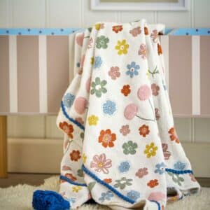 Kirsebærpledd, flerfarget, resirkulert bomull