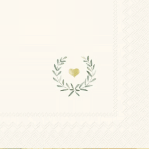 Lunsj Serviett Laurel Wreath Heart Cream, Helår