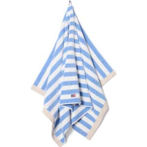 Blokkstripet håndkle himmelblå/hvit 30x50