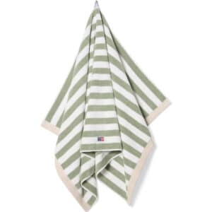Blokkstripete håndkle Vintage grønn/hvit 30x50