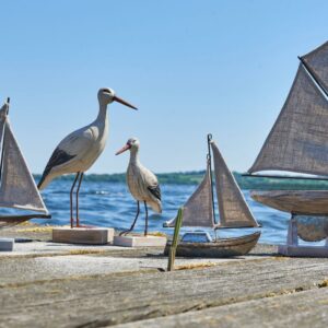 Seilbåt jute/metall 16x5x19cm