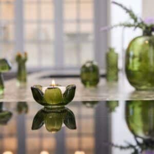 Vase med mønster H14x6cm glass assortert