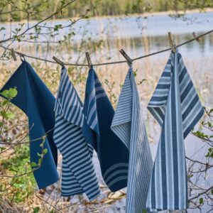 Kjøkkenhåndkle 50x70 cm bomull Striper Blå/Hvit