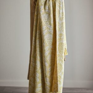 Pledd 160x130cm, Pratello-ruteteppe, gul, resirkulert bomull