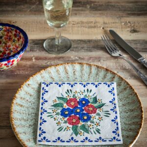 Blomsterserviett, flerfarget