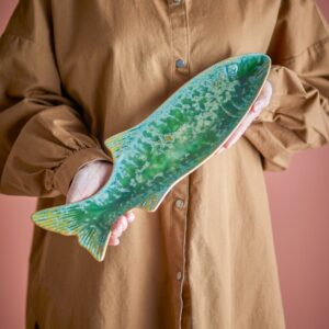 Hadden serveringsfat, grønn, steintøy