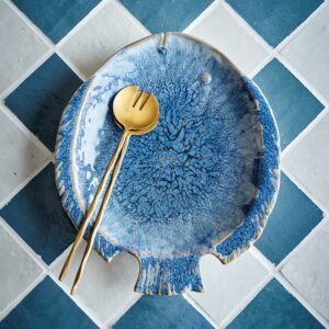 Fae serveringsfat, blå, steintøy