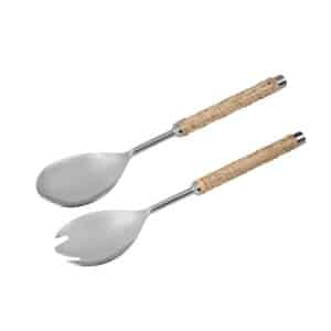 Salatbestikk i metall/flettet håndtak