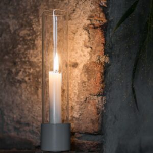 Lysestake med glassylinder, naturhvit