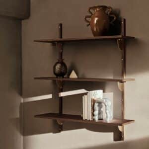 BESTILLINGSVARE! Sector Hylle Trippel/Bred - Røkt eik/Messing